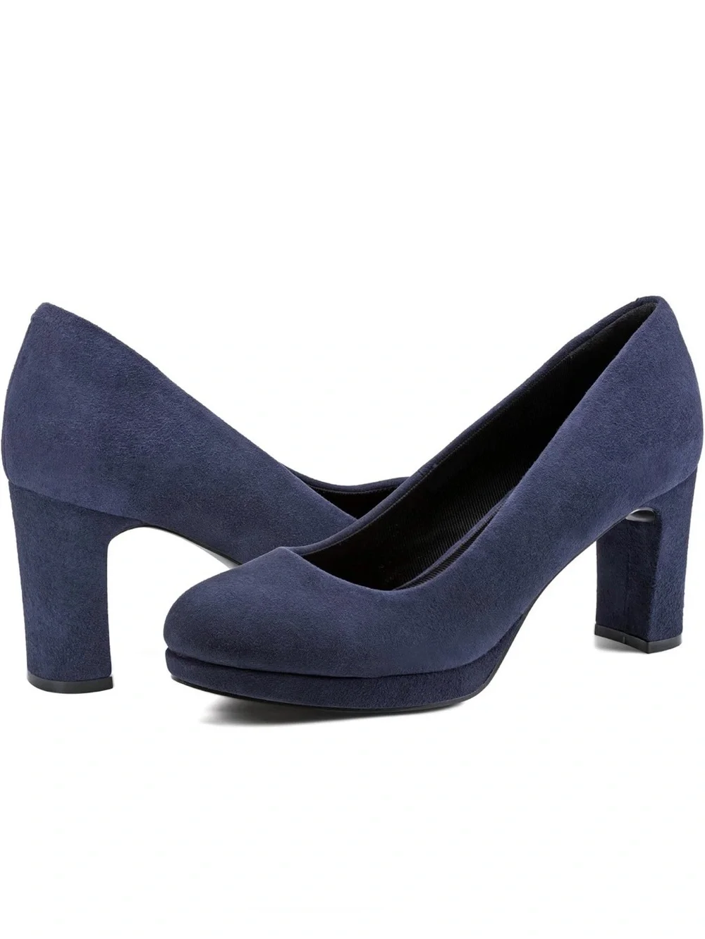 Rockport Dark Blue Suede Block Heel Pump